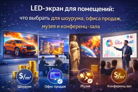 LED-экран для помещений: что выбрать для шоурума, офиса продаж, музея и конференц-зала